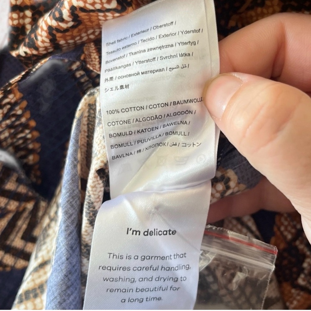 Farm Rio Yawanawa Vanahu Navy Organic Cotton Mini Dress Sz L - Picture 11 of 13